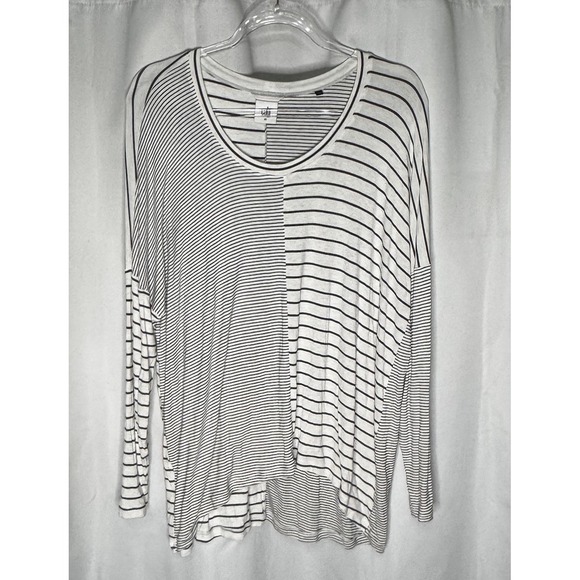 CAbi Pivot Long Sleeve Striped Oversized Tee Style #3806 Size M Drop Shoulder - Picture 2 of 7